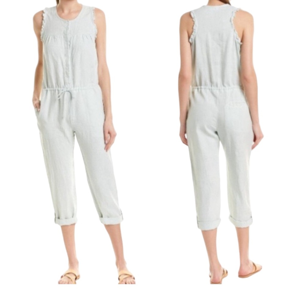 One the road romper 💯% linen light mint green in color SIZE L , NWOT . - Picture 2 of 3